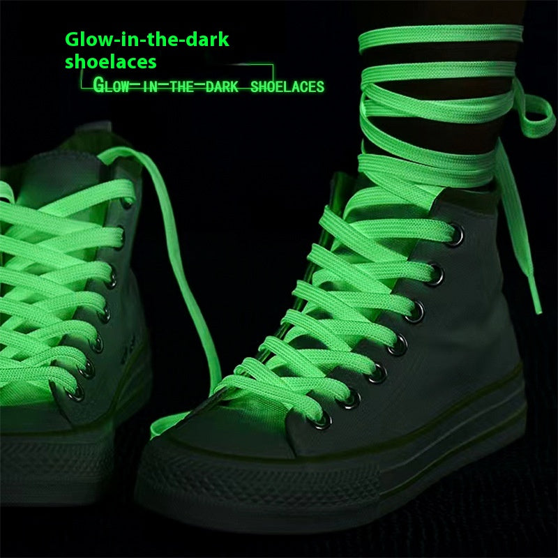 HYPE DELUXE High Quality Wide Flat Luminous Polyester Shoe Laces Colorful Safety Reflective Sport Casual Sneakers Accessories