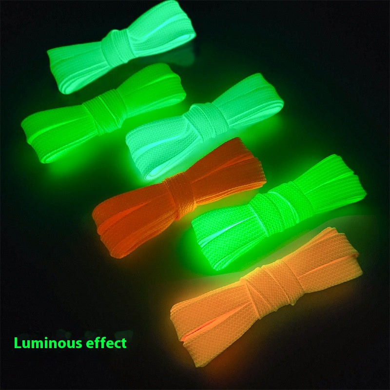 HYPE DELUXE High Quality Wide Flat Luminous Polyester Shoe Laces Colorful Safety Reflective Sport Casual Sneakers Accessories